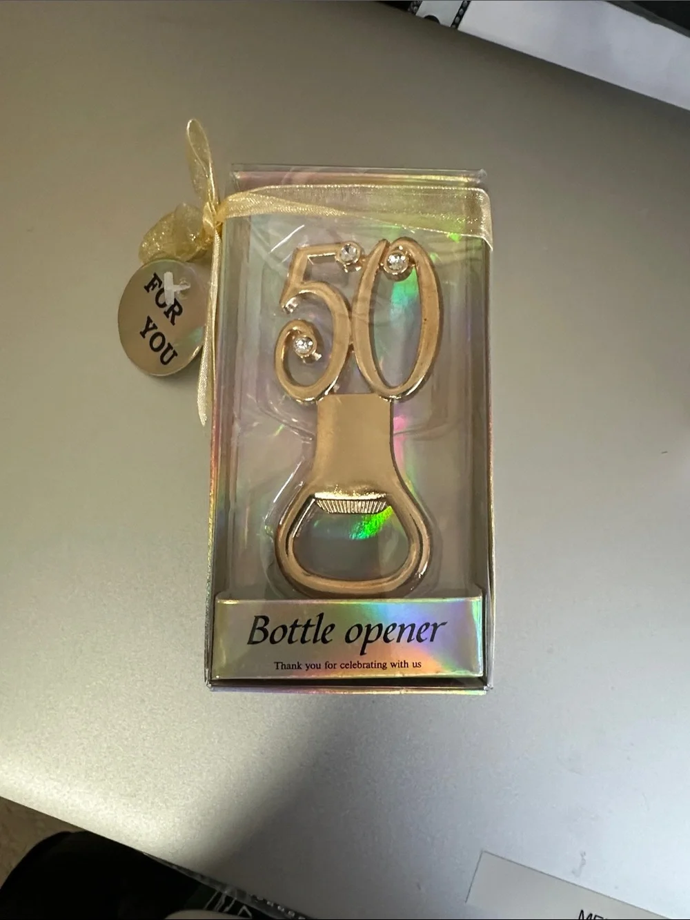4 for $10 Gold 50th Anniversary Bottle Opener Party Favor